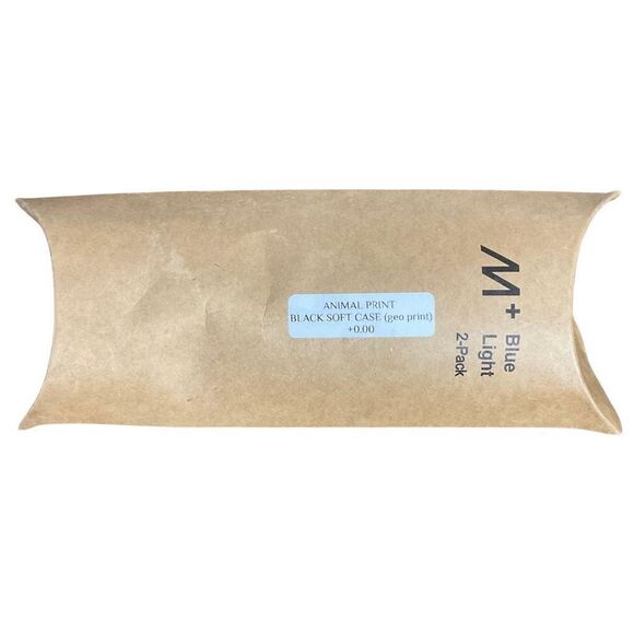 2 Pack Of Blue Light Glasses w/ Black Geo Print Soft Cases, Animal Print,  +0.00 - Picture 9 of 10